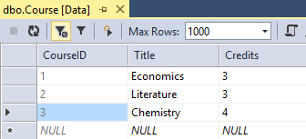 show table data results