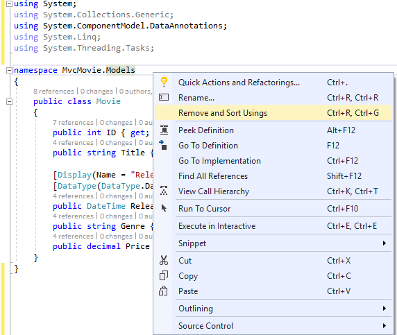 Remove and Sort Usings